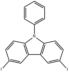 3,6-ジヨード-9-フェニルカルバゾール 化学構造式