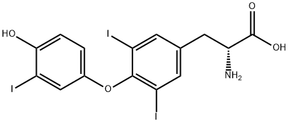 O-(4-ヒドロキシ-3-ヨードフェニル)-3,5-ジヨード-D-チロシン 化学構造式