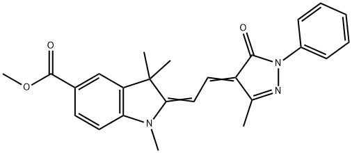 methyl 2-[(1,5-dihydro-3-methyl-5-oxo-1-phenyl-4H-pyrazol-4-ylidene)ethylidene]-1,3,3-trimethylindoline-5-carboxylate Struktur