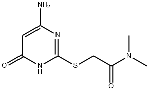 2-[(4-アミノ-6-ヒドロキシ-2-ピリミジニル)チオ]-N,N-ジメチルアセトアミド 化学構造式