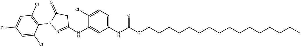 hexadecyl [4-chloro-3-[[4,5-dihydro-5-oxo-1-(2,4,6-trichlorophenyl)-1H-pyrazol-3-yl]amino]phenyl]carbamate Struktur