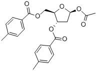 1-O-乙酰基-2-脱氧-3,5-二-O-甲苯甲酰基-Β-D-赤藓烯呋喃呋喃糖, 57236-72-3, 结构式