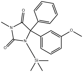 5-(3-メトキシフェニル)-3-メチル-5-フェニル-1-(トリメチルシリル)-2,4-イミダゾリジンジオン 化学構造式