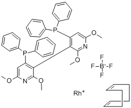 (R)-(+)-2,2',6,6'-TETRAMETHOXY-4,4'-BIS(DIPHENYLPHOSPHINO)-3,3'-BIPYRIDINE(1,5-CYCLOOCTADIENE)RHODIUM(I) TETRAFLUOROBORATE Struktur