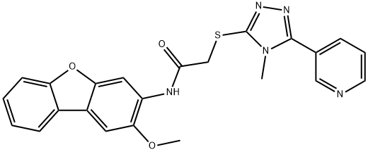 Acetamide, N-(2-methoxy-3-dibenzofuranyl)-2-[[4-methyl-5-(3-pyridinyl)-4H-1,2,4-triazol-3-yl]thio]- (9CI) Structure