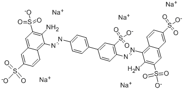 4,4'-[(3-ソジオスルホ[1,1'-ビフェニル]-4,4'-ジイル)ビス(アゾ)]ビス(3-アミノ-2,7-ナフタレンジスルホン酸二ナトリウム) 化学構造式