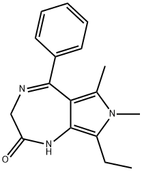 8-Ethyl-3,7-dihydro-6,7-dimethyl-5-phenylpyrrolo[3,4-e]-1,4-diazepin-2(1H)-one Struktur