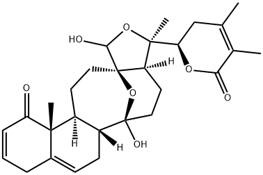 (13R,22R)-13,14:18,20-Diepoxy-14,18,22-trihydroxy-1-oxo-13,14-secoergosta-2,5,24-trien-26-oic acid 26,22-lactone 结构式