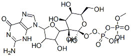 [(2R,3R,4R,5R)-5-(2-amino-6-oxo-3H-purin-9-yl)-3,4-dihydroxy-oxolan-2-yl]methoxy-[hydroxy-[(2R,3R,4S,5R,6R)-3,4,5-trihydroxy-6-(hydroxymethyl)oxan-2-yl]oxy-phosphoryl]oxy-phosphinic acid Struktur