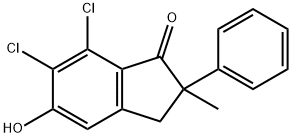 6,7-dichloro-5-hydroxy-2-methyl-2-phenylindan-1-one Struktur