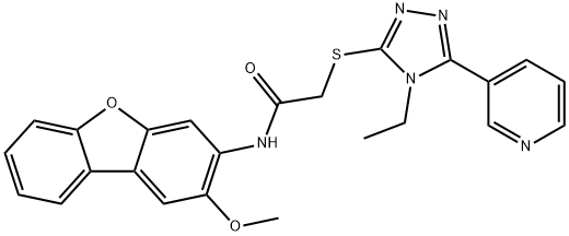 Acetamide, 2-[[4-ethyl-5-(3-pyridinyl)-4H-1,2,4-triazol-3-yl]thio]-N-(2-methoxy-3-dibenzofuranyl)- (9CI),575470-85-8,结构式