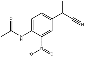 2-(4-(ACETYLAMINO)-3-NITROPHENYL)PROPIONITRILE 化学構造式