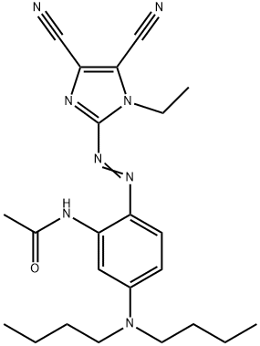 2-[2-(アセチルアミノ)-4-(ジブチルアミノ)フェニルアゾ]-1-エチル-1H-イミダゾール-4,5-ジカルボニトリル 化学構造式