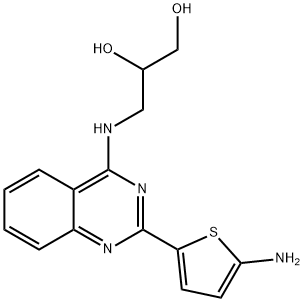1,2-Propanediol, 3-((2-(5-amino-2-thienyl)-4-quinazolinyl)amino)- Structure