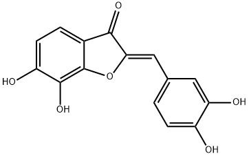 6,7-ジヒドロキシ-2-[(Z)-3,4-ジヒドロキシベンジリデン]ベンゾフラン-3(2H)-オン 化学構造式