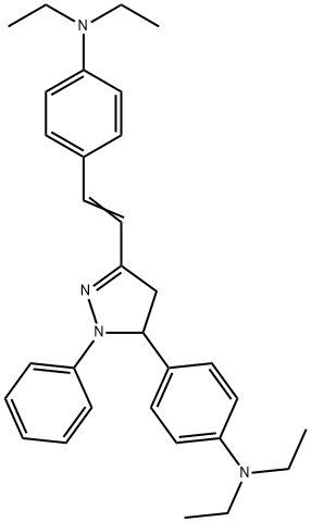 4-[2-[5-[4-(ジエチルアミノ)フェニル]-4,5-ジヒドロ-1-フェニル-1H-ピラゾール-3-イル]エテニル]-N,N-ジエチルアニリン 化学構造式