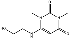 1,3-二甲基-6-(2-羟乙基)氨基脲嘧啶,5770-44-5,结构式