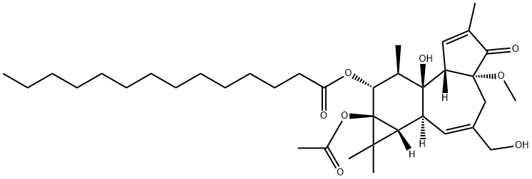 4-O-メチルホルボール12-ミリスタート13-アセタート 化学構造式