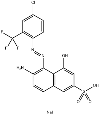 6-アミノ-5-[[4-クロロ-2-(トリフルオロメチル)フェニル]アゾ]-4-ヒドロキシ-2-ナフタレンスルホン酸ナトリウム 化学構造式