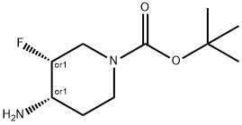 顺式-4-氨基-3-氟哌啶-1-甲酸叔丁酯 结构式