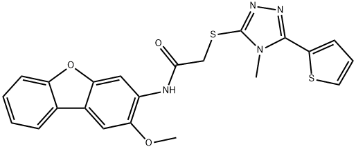 Acetamide, N-(2-methoxy-3-dibenzofuranyl)-2-[[4-methyl-5-(2-thienyl)-4H-1,2,4-triazol-3-yl]thio]- (9CI) Struktur