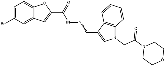 2-Benzofurancarboxylicacid,5-bromo-,[[1-[2-(4-morpholinyl)-2-oxoethyl]-1H-indol-3-yl]methylene]hydrazide(9CI),577961-73-0,结构式