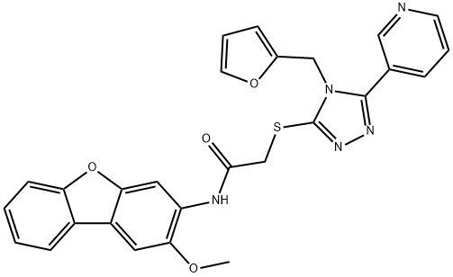 Acetamide, 2-[[4-(2-furanylmethyl)-5-(3-pyridinyl)-4H-1,2,4-triazol-3-yl]thio]-N-(2-methoxy-3-dibenzofuranyl)- (9CI),577985-69-4,结构式