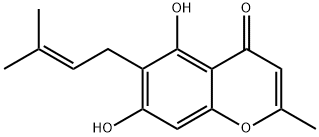 5,7-Dihydroxy-2-methyl-6-(3-methyl-2-butenyl)-4H-1-benzopyran-4-one 结构式