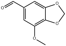 7-メトキシ-1,3-ベンゾジオキソール-5-カルボアルデヒド 化学構造式