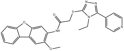 Acetamide, 2-[[4-ethyl-5-(4-pyridinyl)-4H-1,2,4-triazol-3-yl]thio]-N-(2-methoxy-3-dibenzofuranyl)- (9CI) 结构式