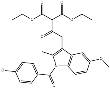 [[1-(p-クロロベンゾイル)-5-メトキシ-2-メチル-1H-インドール-3-イル]アセチル]マロン酸ジエチル 化学構造式