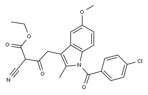 4-[1-(p-Chlorobenzoyl)-5-methoxy-2-methyl-1H-indol-3-yl]-2-cyano-3-oxobutyric acid ethyl ester Structure