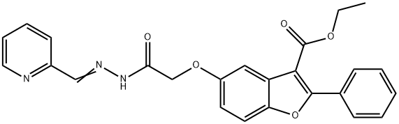 3-Benzofurancarboxylicacid,5-[2-oxo-2-[(2-pyridinylmethylene)hydrazino]ethoxy]-2-phenyl-,ethylester(9CI),578701-66-3,结构式