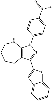 Pyrazolo[3,4-b]azepine, 3-(2-benzofuranyl)-1,4,5,6,7,8-hexahydro-1-(4-nitrophenyl)- (9CI),578704-16-2,结构式