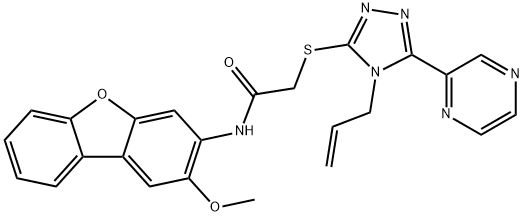 Acetamide, N-(2-methoxy-3-dibenzofuranyl)-2-[[4-(2-propenyl)-5-pyrazinyl-4H-1,2,4-triazol-3-yl]thio]- (9CI) Structure