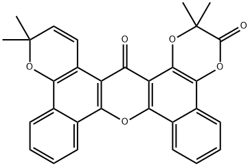 2,2,15,15-Tetramethyldibenzo[c,h]-1,4-dioxino[2,3-a]pyrano[2,3-j]xanthene-3,18(2H,15H)-dione Structure