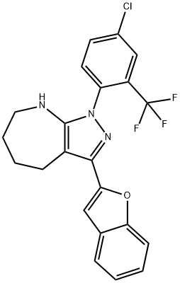 Pyrazolo[3,4-b]azepine, 3-(2-benzofuranyl)-1-[4-chloro-2-(trifluoromethyl)phenyl]-1,4,5,6,7,8-hexahydro- (9CI),579437-62-0,结构式