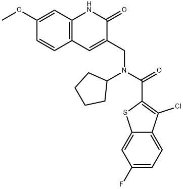 Benzo[b]thiophene-2-carboxamide, 3-chloro-N-cyclopentyl-N-[(1,2-dihydro-7-methoxy-2-oxo-3-quinolinyl)methyl]-6-fluoro- (9CI)|