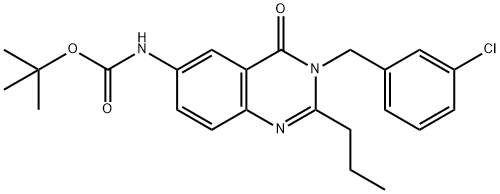Carbamic acid, [3-[(3-chlorophenyl)methyl]-3,4-dihydro-4-oxo-2-propyl-6-quinazolinyl]-, 1,1-dimethylethyl ester (9CI) Struktur