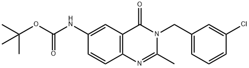 Carbamic acid, [3-[(3-chlorophenyl)methyl]-3,4-dihydro-2-methyl-4-oxo-6-quinazolinyl]-, 1,1-dimethylethyl ester (9CI) 化学構造式