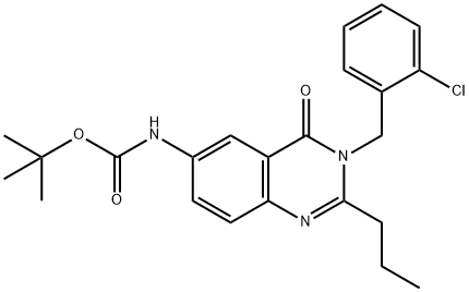 Carbamic acid, [3-[(2-chlorophenyl)methyl]-3,4-dihydro-4-oxo-2-propyl-6-quinazolinyl]-, 1,1-dimethylethyl ester (9CI) Struktur