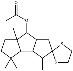 Decahydro-3,4,4,6a-tetramethylspiro[2H-cyclopenta[a]pentalene-2,2'-[1,3]dithiolan]-7-ol acetate Struktur