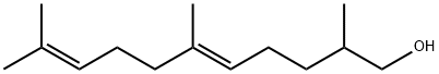 (E)-2,6,10-トリメチル-5,9-ウンデカジエン-1-オール 化学構造式
