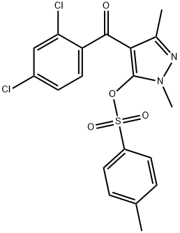 1,3-ジメチル-5-(4-メチルフェニルスルホニルオキシ)-1H-ピラゾール-4-イル(2,4-ジクロロフェニル)ケトン 化学構造式
