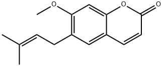 6-イソペンテニル-7-メトキシ-2H-1-ベンゾピラン-2-オン 化学構造式