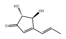 (4S,5R)-4,5-ジヒドロキシ-3-[(E)-1-プロペニル]-2-シクロペンテン-1-オン 化学構造式