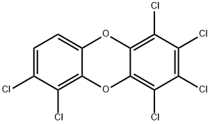 1,2,3,4,6,7-ヘキサクロロジベンゾ-P-ジオキシン標準液 化学構造式
