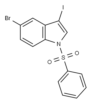 5-溴-3-碘-1-(苯磺酰基)吲哚,582305-43-9,结构式