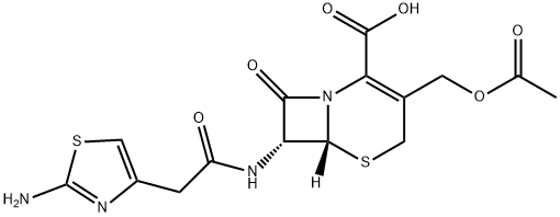 (6R)-3-(アセチルオキシメチル)-7α-[2-アミノチアゾール-4-イル(アセチル)アミノ]-8-オキソ-5-チア-1-アザビシクロ[4.2.0]オクタ-2-エン-2-カルボン酸 化学構造式