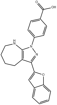 Benzoic acid, 4-[3-(2-benzofuranyl)-5,6,7,8-tetrahydropyrazolo[3,4-b]azepin-1(4H)-yl]- (9CI),583021-12-9,结构式
